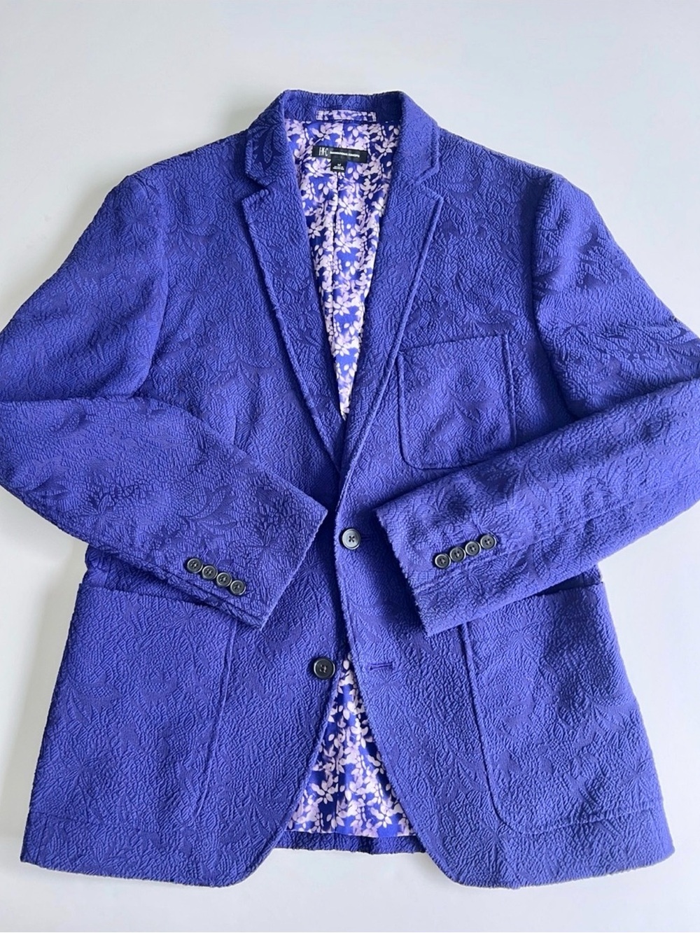Royal Purple Textured Cotton blend Blazer